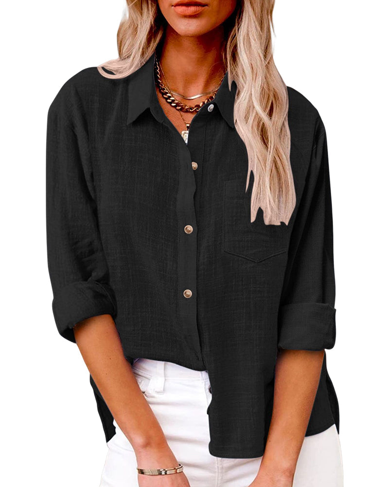 Women’s Oversized Shirt – Chest Pocket with Long Sleeves