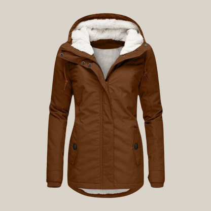 Women’s Parka – Teddy-Lined Hooded Coat with Two-Way Zip