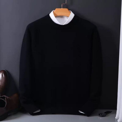 Men’s Classic Crew-Neck Winter Sweater – Soft Long-Sleeve Knit with Ribbed Trims for Smart Casual Wear