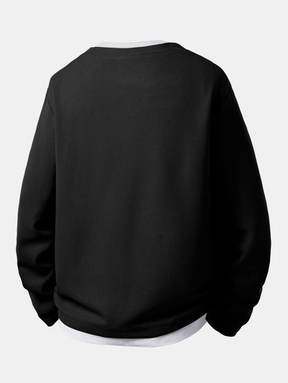 Men’s Henley Waffle T-Shirt with Built-In Layer – Textured Long-Sleeve Everyday Top