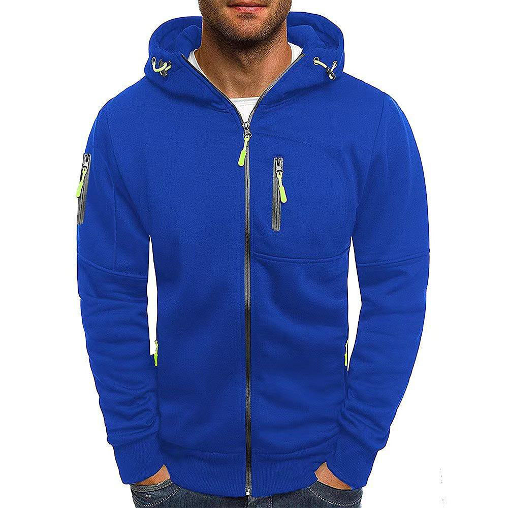 Men’s Zip-Through Hoodie – Chest Pocket with Drawcord Hood and Contrast Seams