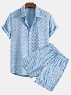 Men’s Textured Shirt and Shorts Co-Ord for Summer Travel and Weekend Wear
