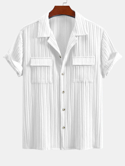 Men’s Textured Cuban Collar Shirt and Linen Blend Trouser Co-Ord for Summer Smart Casual Wear