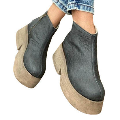 Women's Platform Round-Toe Chunky Chelsea Boots