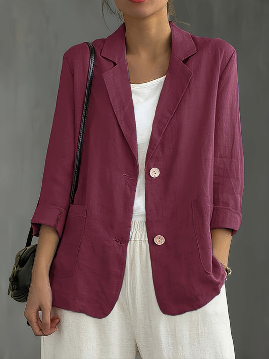 Women’s Relaxed Blazer – Two-Button Front with Roll-Up Sleeves