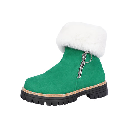 Women's Faux Fur Lined Platform Thick-Sole Chunky Chelsea Boots