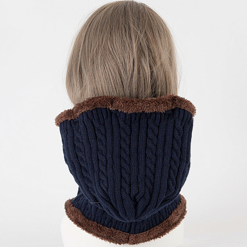 Women’s Knitted Balaclava Hood Scarf – Plush-Lined Cable-Knit Windproof Winter Neck Warmer with Adjustable Drawcord