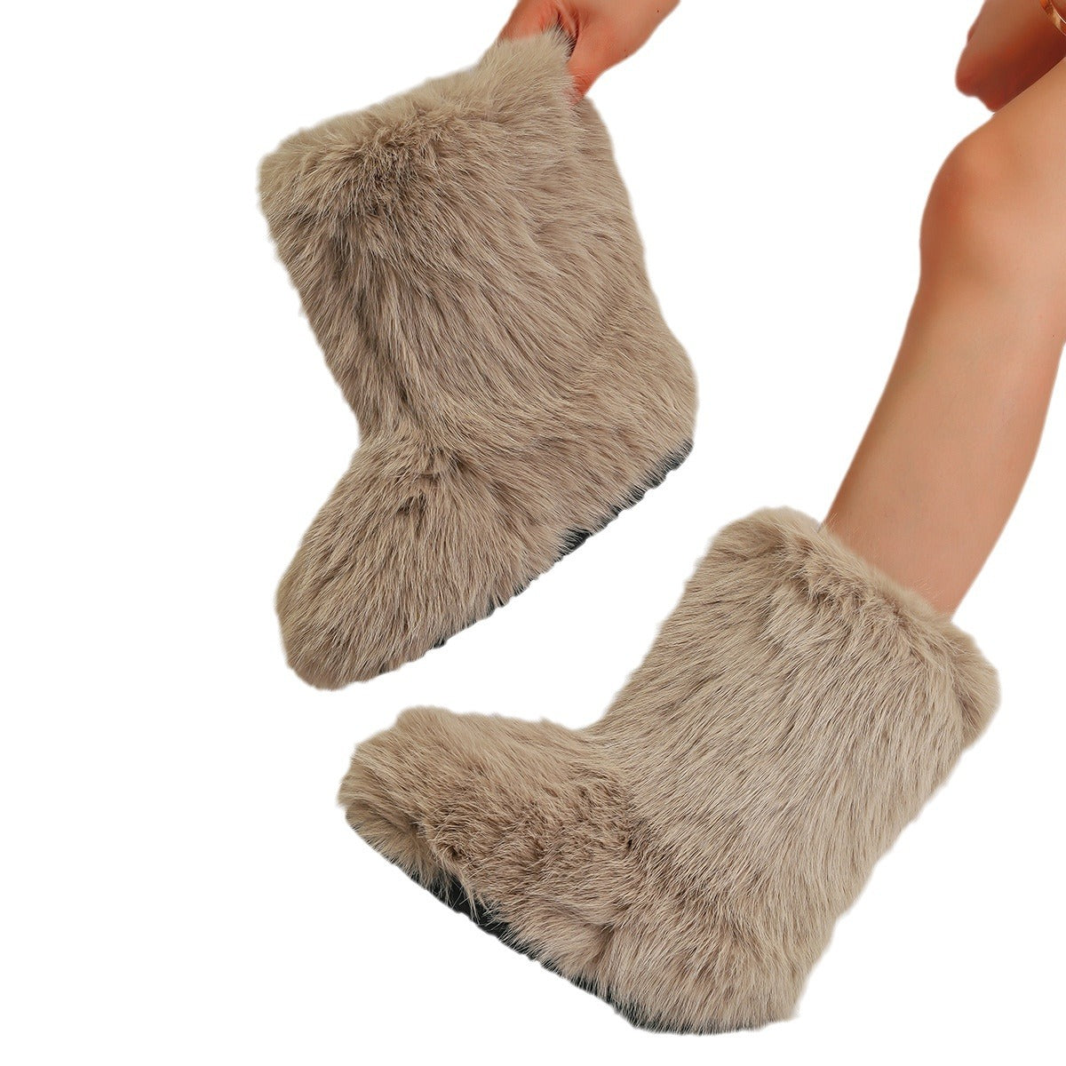 Women's Faux Fur Lined Snow Boots - Black