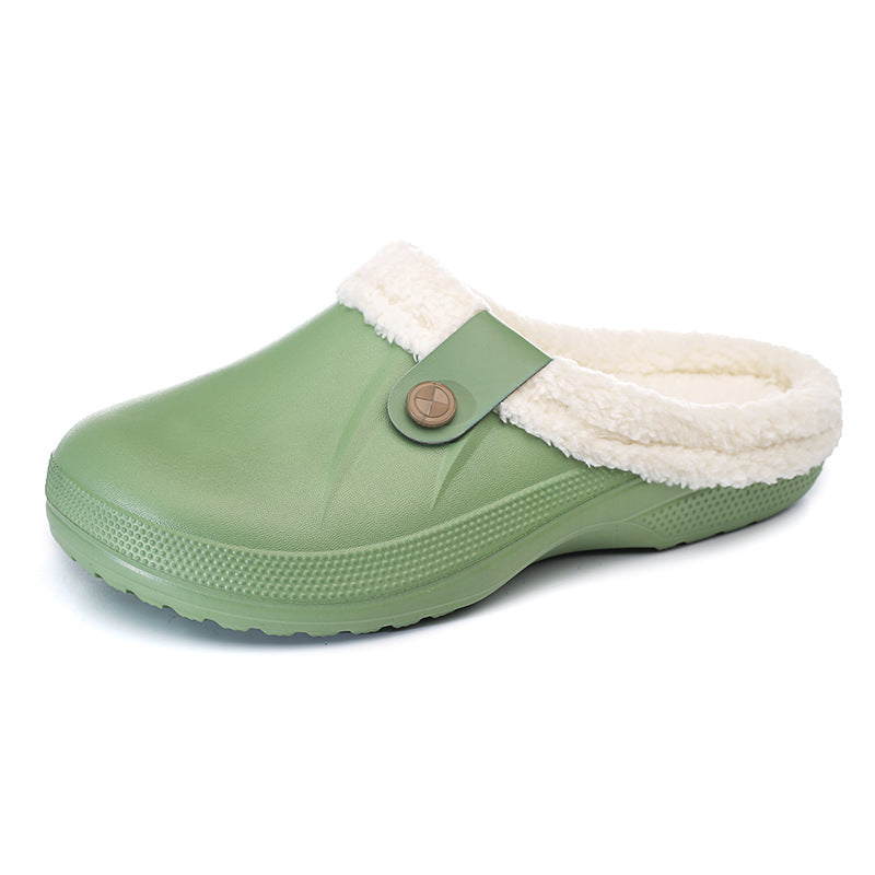 Women's Faux Fur Lined Platform Clog Slippers - Black (US 4-14)