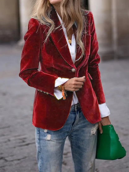 Women’s Tailored One-Button Blazer – Classic Office Jacket for Smart Casual and Occasion Wear
