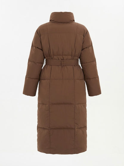 Women’s Maxi-Length Puffer Coat – Insulated High-Collar Winter Outerwear for Refined Cold-Weather Dressing