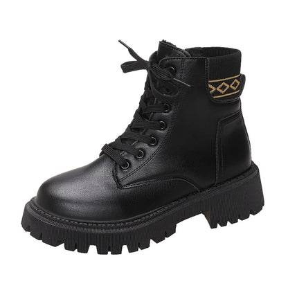 Women's Faux Fur Lined Lace-Up Chunky Chelsea Boots