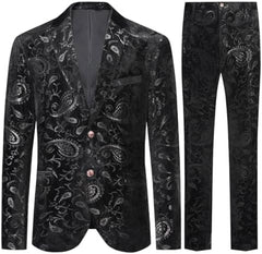 Men’s Paisley Jacquard Two-Piece Tuxedo Suit – Statement Formal Set for Weddings and Parties
