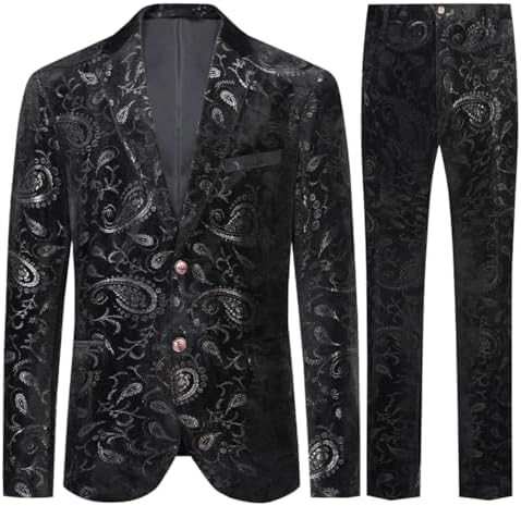 Men’s Paisley Jacquard Two-Piece Tuxedo Suit – Statement Formal Set for Weddings and Parties