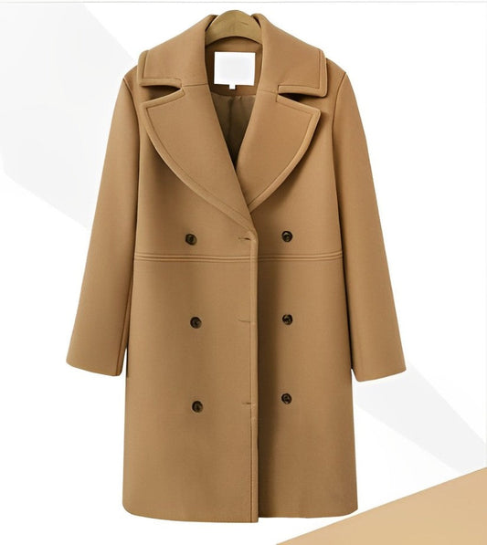 Women’s Double-Breasted Long Wool Coat – Tailored Winter Layer for Smart Everyday Wear