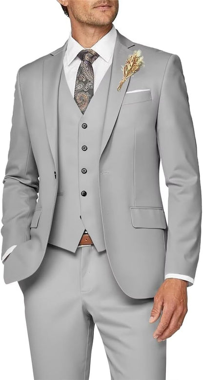 Men’s Slim Three-Piece Suit – Refined Formal Tailoring for Weddings and Business