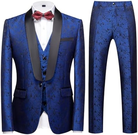Men’s Paisley Three-Piece Tuxedo – Slim Statement Suit for Formal Events