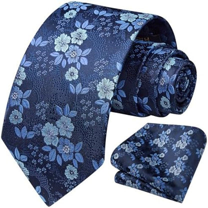 Men’s Extra-Long Paisley Tie Set – Textured Formal Accessories for Weddings and Events