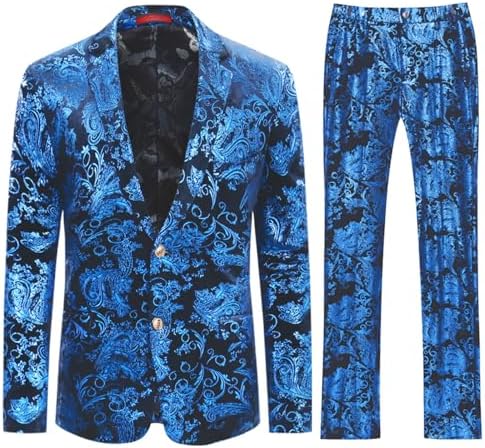 Men’s Paisley Jacquard Two-Piece Tuxedo Suit – Statement Formal Set for Weddings and Parties