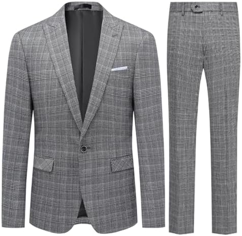Men’s Checked Two-Piece Suit – Slim Tailoring for Weddings and Smart Events