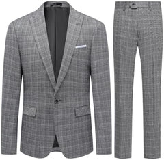 Men’s Checked Two-Piece Suit – Slim Tailoring for Weddings and Smart Events