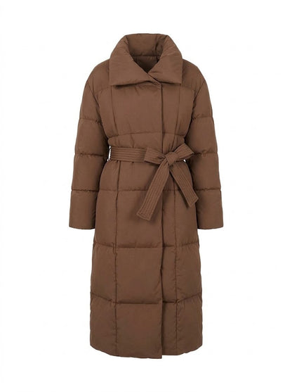 Women’s Maxi-Length Puffer Coat – Insulated High-Collar Winter Outerwear for Refined Cold-Weather Dressing