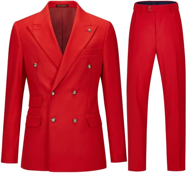 Men’s Double-Breasted Tailored Suit – Slim Formal Set for Weddings and Business