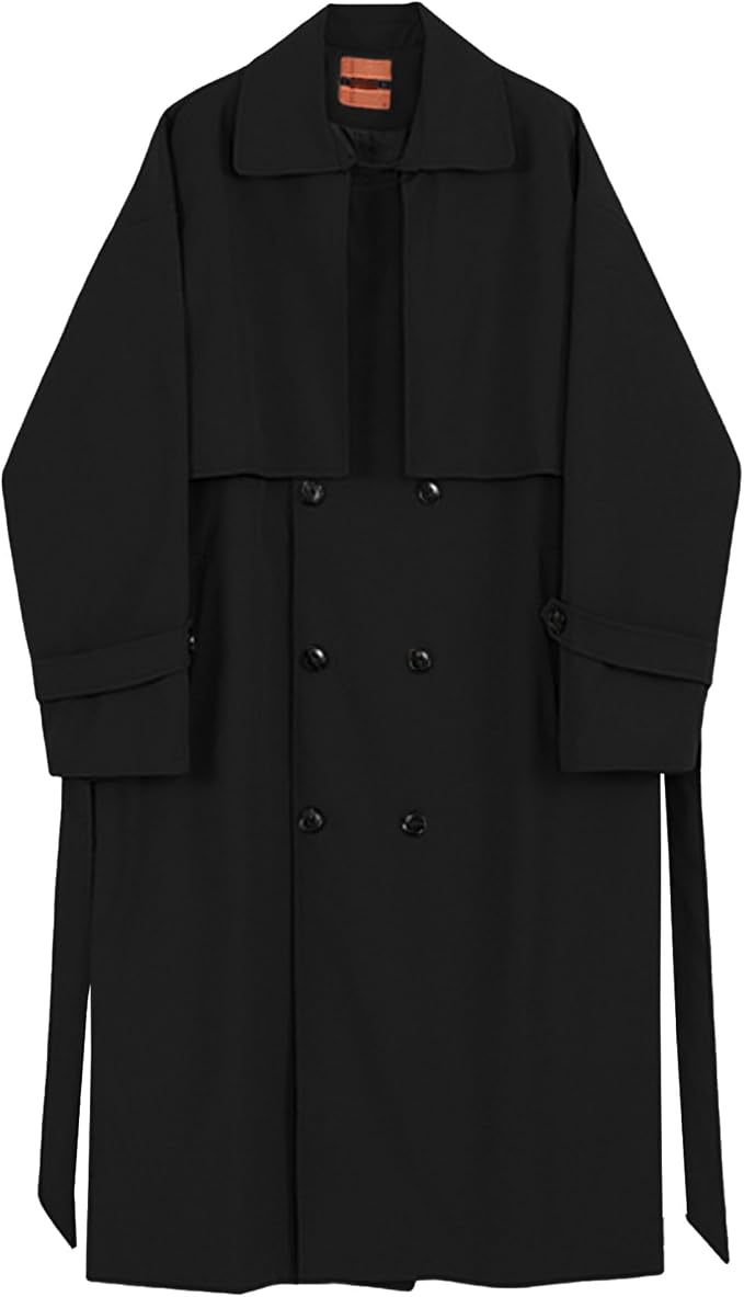 Men’s Longline Double-Breasted Trench Coat – Relaxed Tailored Layer with Wide Lapels and Storm Flap