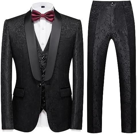 Men’s Paisley Three-Piece Tuxedo Suit – Statement Formal Set for Weddings and Proms
