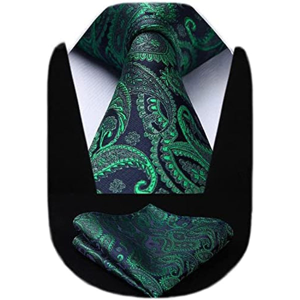Men’s Extra-Long Paisley Tie Set – Textured Formal Accessories for Weddings and Events