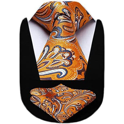 Men’s Extra-Long Paisley Tie Set – Textured Formal Accessories for Weddings and Events