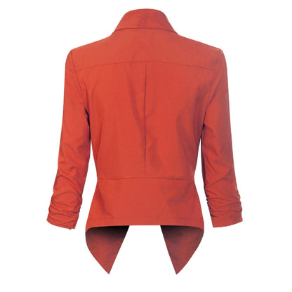 Women’s Open-Front Blazer – Ruched-Sleeve Smart Layer for Office and Occasion Wear