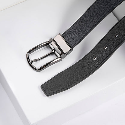 Men’s Reversible Leather Belt – Rotating Buckle Adjustable Waist Strap for Smart Casual and Everyday Wear