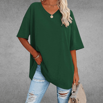 Women’s Relaxed V-Neck T-Shirt – Oversized Summer Top for Everyday Styling