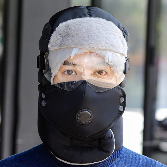 Unisex Full-Coverage Winter Trapper Hat – Plush-Lined Hood with Detachable Face Mask and Goggles