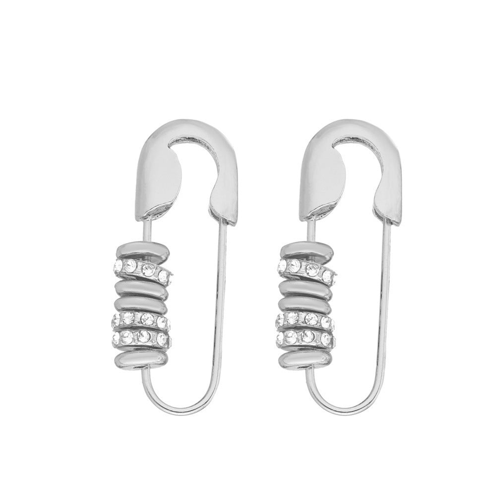 VARIANT|Silver|Safety-pin drop earrings – Silver