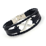 VARIANT|Black|Braided Leather Infinity Bracelet – Black
