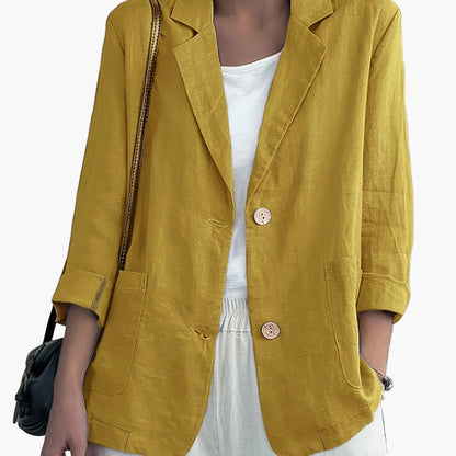Women’s Relaxed Blazer – Two-Button Front with Roll-Up Sleeves