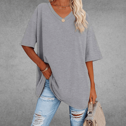 Women’s Relaxed V-Neck T-Shirt – Oversized Summer Top for Everyday Styling