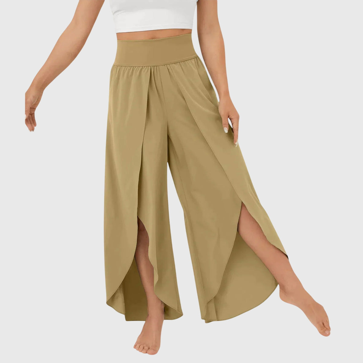 Women’s High-Waisted Wide-Leg Split Trousers – Flowing Boho Summer Style for Holidays and Beachwear