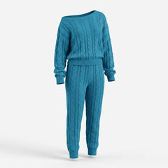 Women’s Cable-Knit Sweater and Jogger Set – Cosy Two-Piece Loungewear for Cooler Days