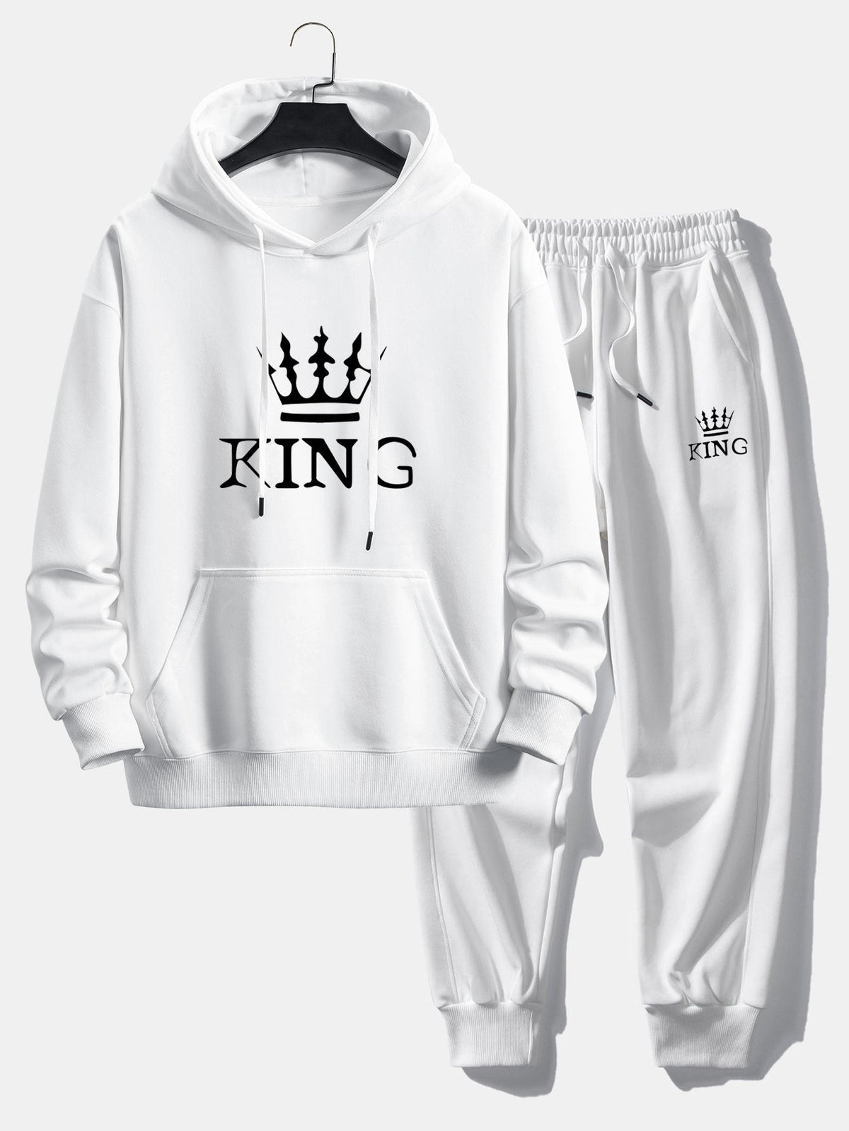 Men’s Printed Relaxed Tracksuit – Cotton Blend Hoodie Set for Streetwear and Travel