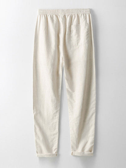 Men’s Corduroy Cuban Collar Shirt and Linen Blend Trousers – Relaxed Transitional Outfit