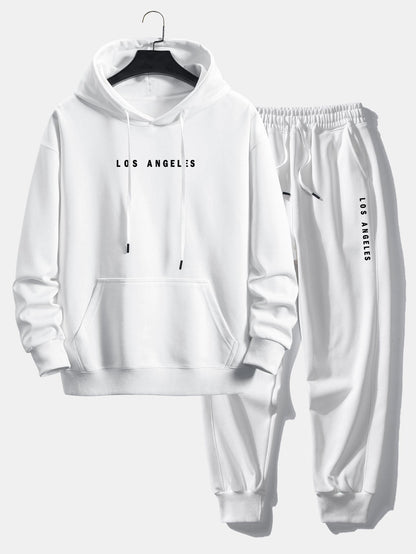 Men’s Relaxed Cotton Blend Hoodie Tracksuit – Printed Jogger Set for Casual City Wear