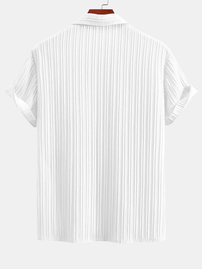 Men’s Textured Cuban Collar Shirt and Linen Blend Trouser Co-Ord for Summer Smart Casual Wear