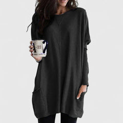 Women’s Longline Sweater Tunic – Relaxed Long-Sleeve Style with Pockets for Everyday Wear