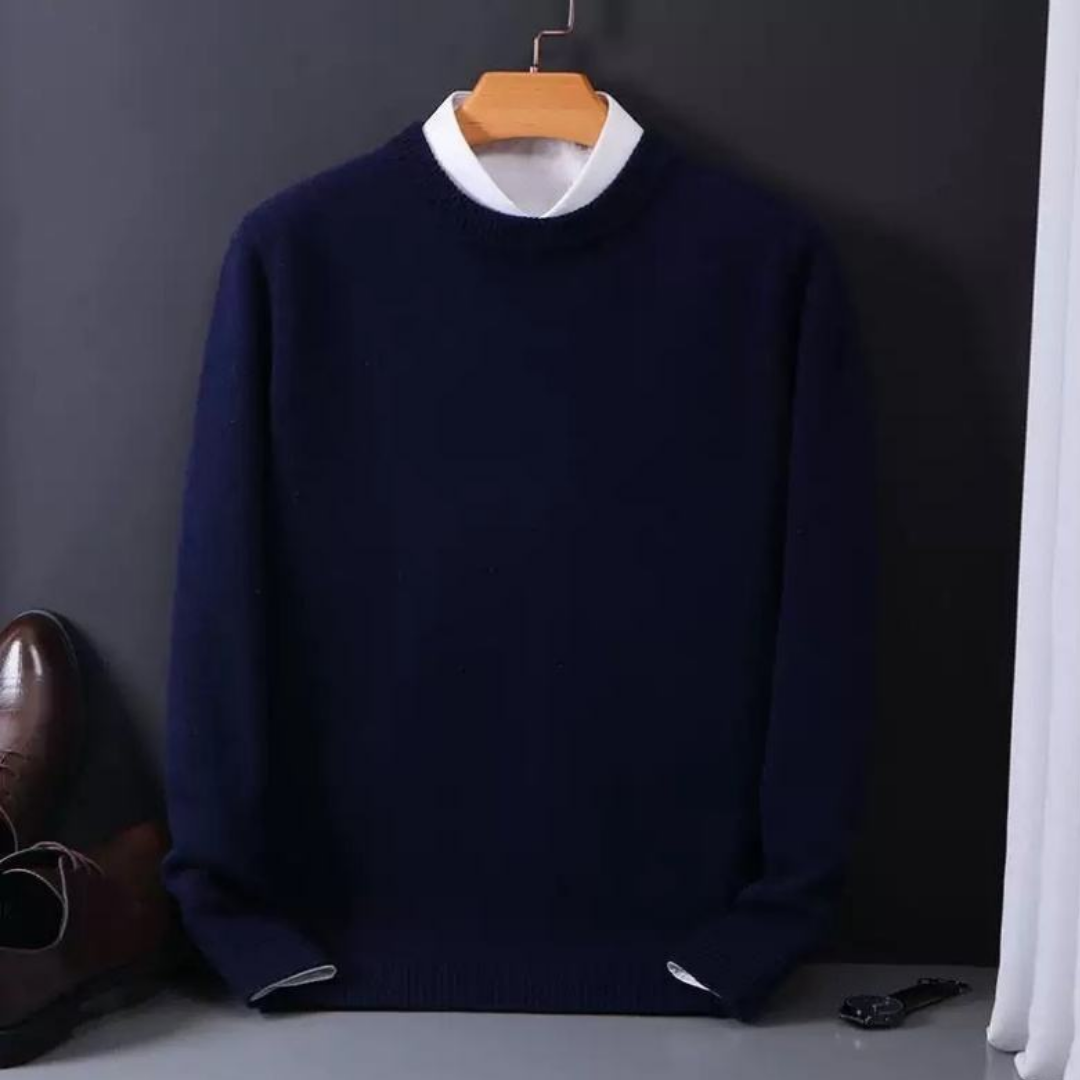 Men’s Classic Crew-Neck Winter Sweater – Soft Long-Sleeve Knit with Ribbed Trims for Smart Casual Wear