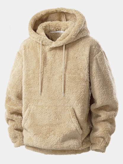 Men’s Teddy Fleece Hoodie and Shorts Set – Relaxed Two-Piece for Casual Days