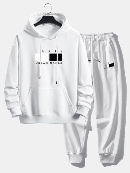 Men’s Relaxed Hoodie Tracksuit – Cotton Blend Jogger Set for Casual Everyday Wear