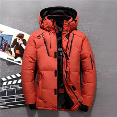Men’s Hooded Down Winter Jacket – Water-Resistant Multi-Zip Outerwear for Outdoor and Everyday Cold-Weather Wear